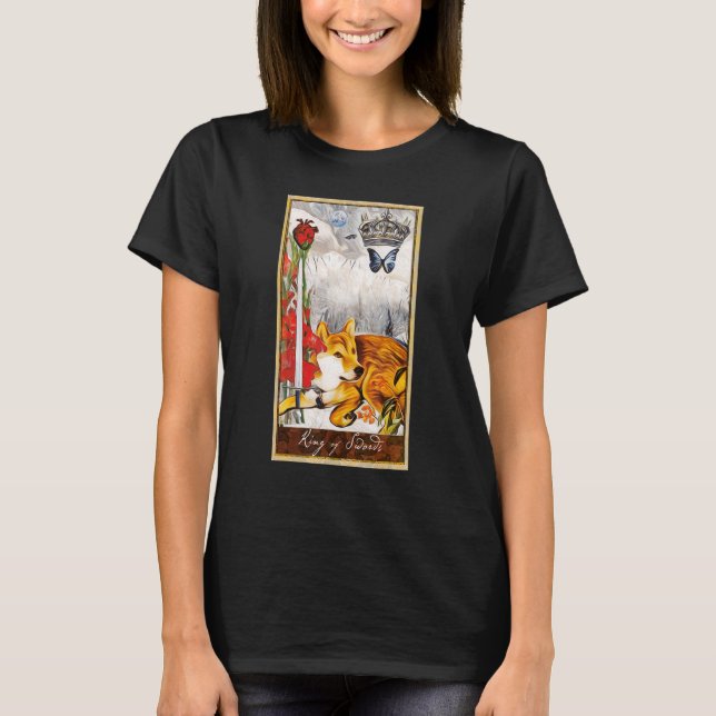 Camiseta Tarjeta Tarot Rey de espadas y perro Gráfico cósmi (Anverso)