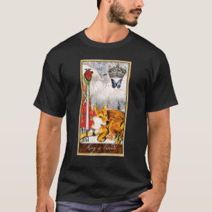 Camiseta Tarjeta Tarot Rey de espadas y perro Gráfico cósmi