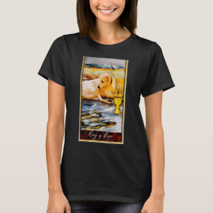 Camiseta Tarjeta Tarot Rey de tazas y perro Perro gráfico c