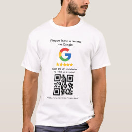 Camiseta Tarjetas de código QR de reseñas de Google, Letrer