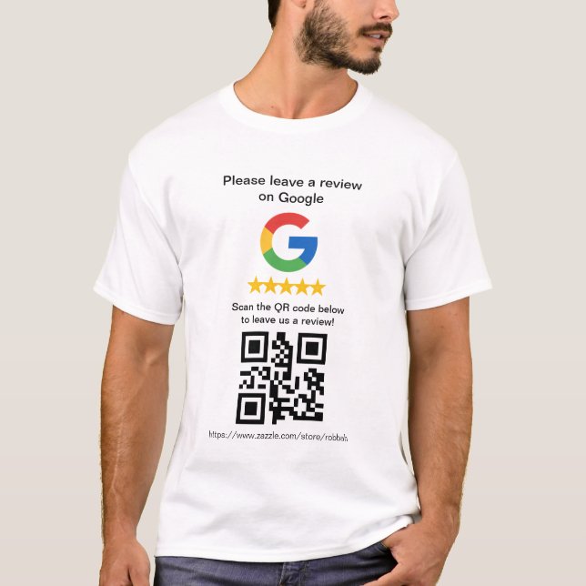 Camiseta Tarjetas de código QR de reseñas de Google, Letrer (Anverso)
