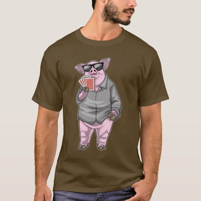 Camiseta Tarjetas de Póquer de Pig Poker (Anverso)