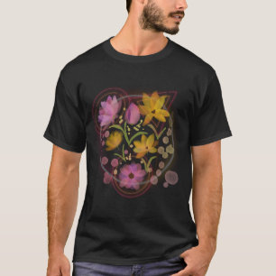 Camiseta Tarjetas Postales de Neón Impresión de Flores de N