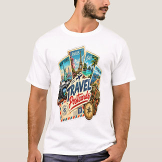 Camiseta Tarjetas Postales de Viaje Antiguas Pegatina – Mun