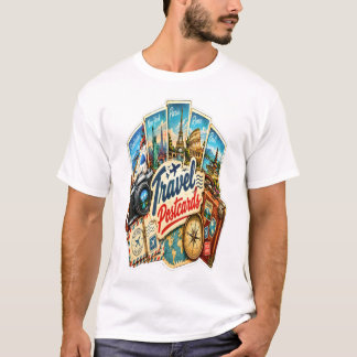 Camiseta Tarjetas Postales de Viaje Antiguas Pegatina – Mun