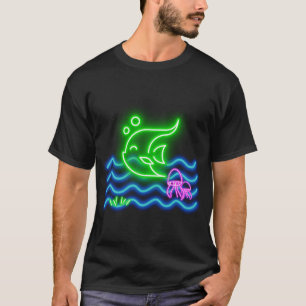 Camiseta Tarjetas Postales Neon Pez de Impresión Neon