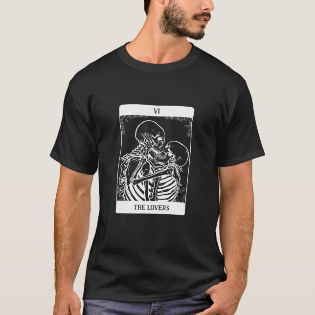 Camiseta Tarjetas Tarot - Los amantes - Skeleton Skull (Anverso)