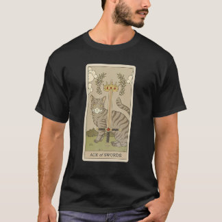 Camiseta Tarot Card Ace Of Swords And Cat Cosmic Graphic Ca