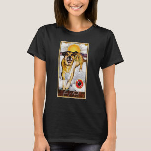 Camiseta Tarot Card Ace of Swords and Dog Cosmic Graphic Do