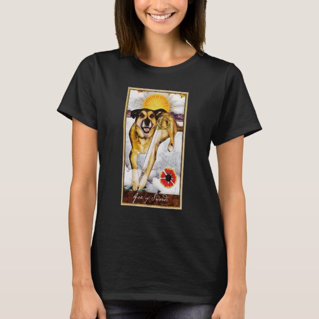 Camiseta Tarot Card Ace of Swords and Dog Cosmic Graphic Do (Anverso)