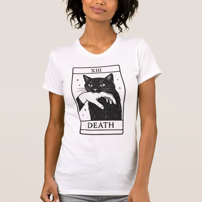 Camiseta Tarot Card Black Cat Shirt – Tarot Death Tee, Witc (Anverso)
