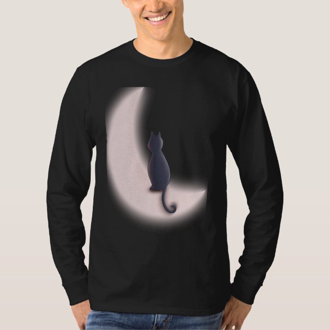 Camiseta Tarot Card Crescent Moon And Black Cat (Anverso)