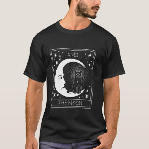Camiseta Tarot Card Crescent Moon and Black Cat Cosmic Grap