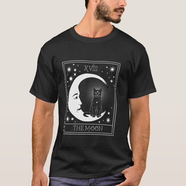 Camiseta Tarot Card Crescent Moon and Black Cat Cosmic Grap (Anverso)