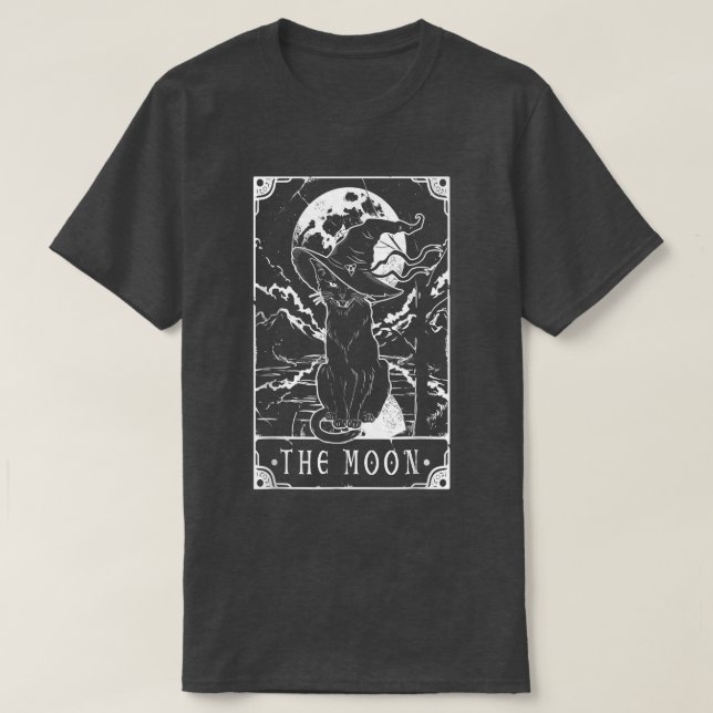 Camiseta Tarot Card Crescent Moon And Black Cat Witch Hat H (Diseño del anverso)
