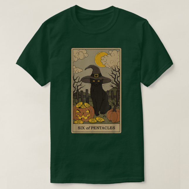 Camiseta Tarot Card Crescent Moon Y Black Cat Witch Gorra  (Diseño del anverso)