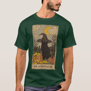 Camiseta Tarot Card Crescent Moon Y Black Cat Witch Gorra 