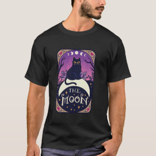 Camiseta Tarot Card Crescent Moon Y Black Cat Witch Gorra H