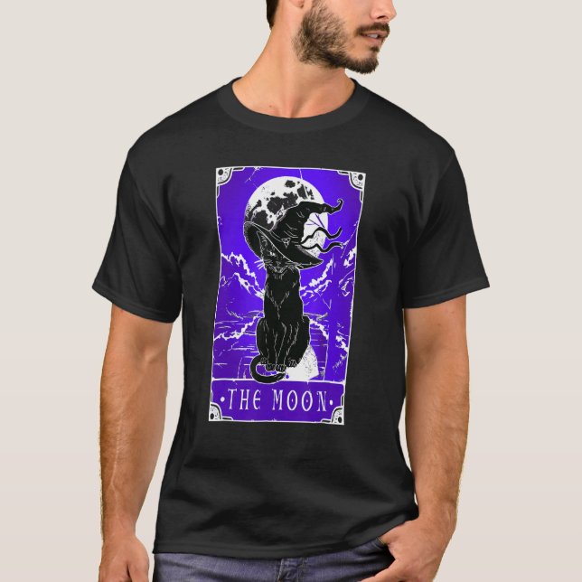Camiseta Tarot Card Crescent Moon Y Black Cat Witch Gorra H (Anverso)