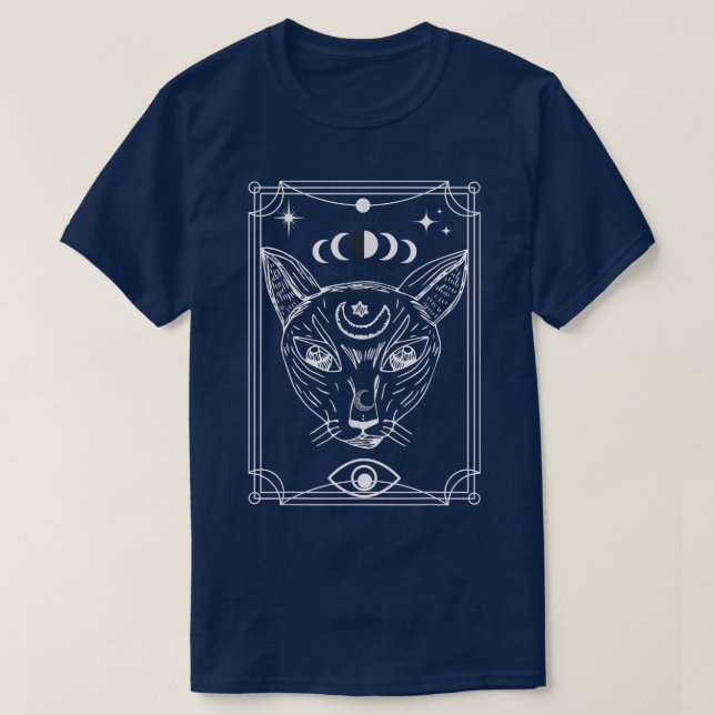 Camiseta Tarot Card Crescent Moon Y Cat  (Diseño del anverso)
