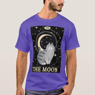 Camiseta Tarot Card Crescent Moon Y Cat Astrología Gráfico