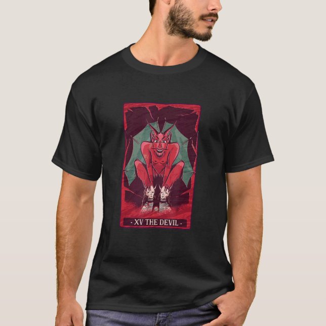 Camiseta Tarot Card Devil The Devil Motif Jugando Cartas Ta (Anverso)