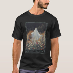 Camiseta Tarot Card Fantasma Floral Halloween Fantasma En L