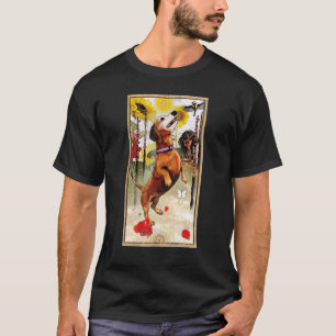 Camiseta Tarot Card Four of Wands And Dog Cosmic Graphic Do