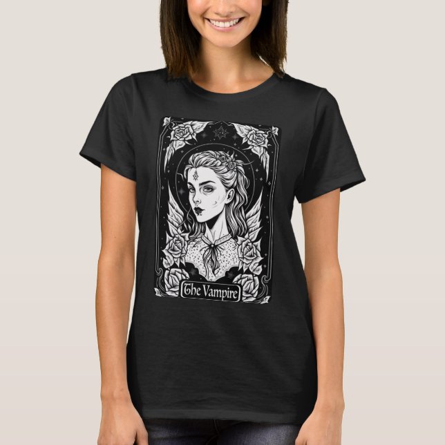 Camiseta Tarot Card La Bruja Gótica Oculta Del Vampiro (Anverso)