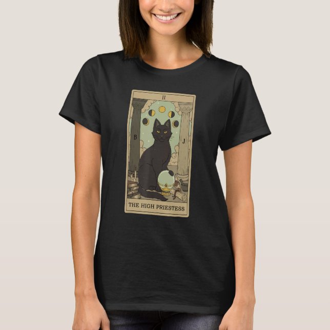 Camiseta Tarot Card The High Priestess And Cat Cosmic Graph (Anverso)