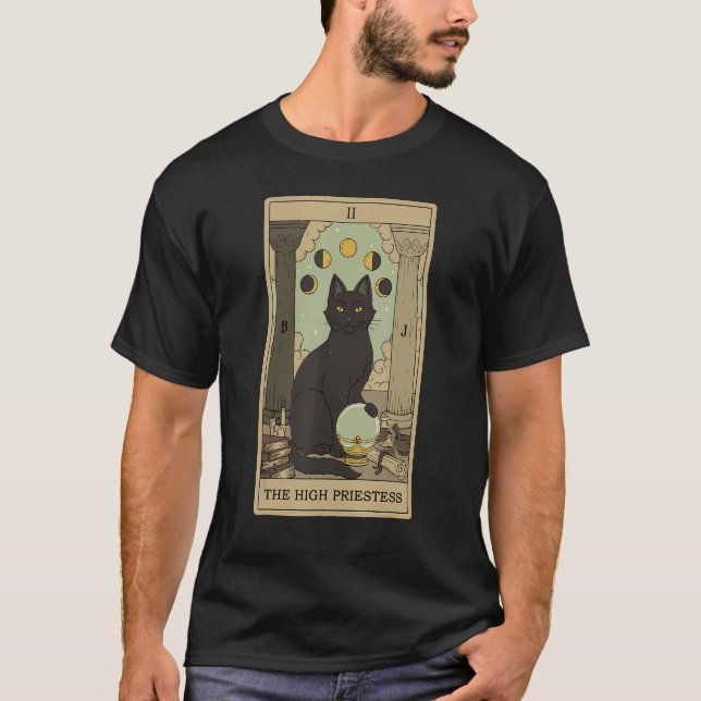 Camiseta Tarot Card The High Priestess And Cat Cosmic Graph (Anverso)