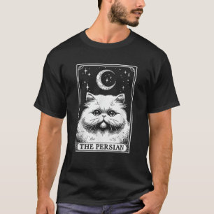 Camiseta Tarot Card Vintage Crescent Moon Persian Cat Mom C
