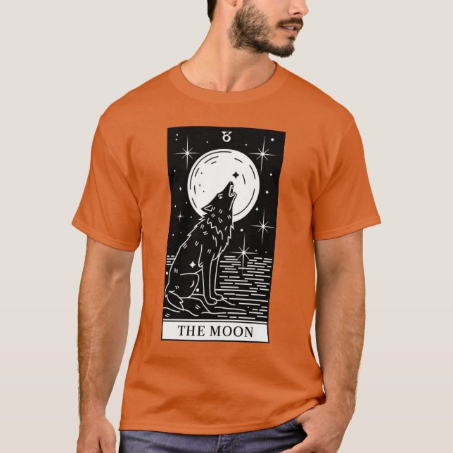 Camiseta Tarot Card Wolf Howling Full Moon (Anverso)