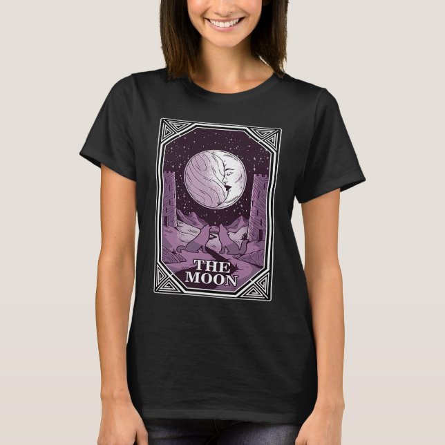 Camiseta Tarot Cards The Moon Wolf Occult Fortune Plate (Anverso)
