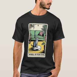 Camiseta Tarot Carta Rueda del Gato de la Fur-Tuna Aspirado