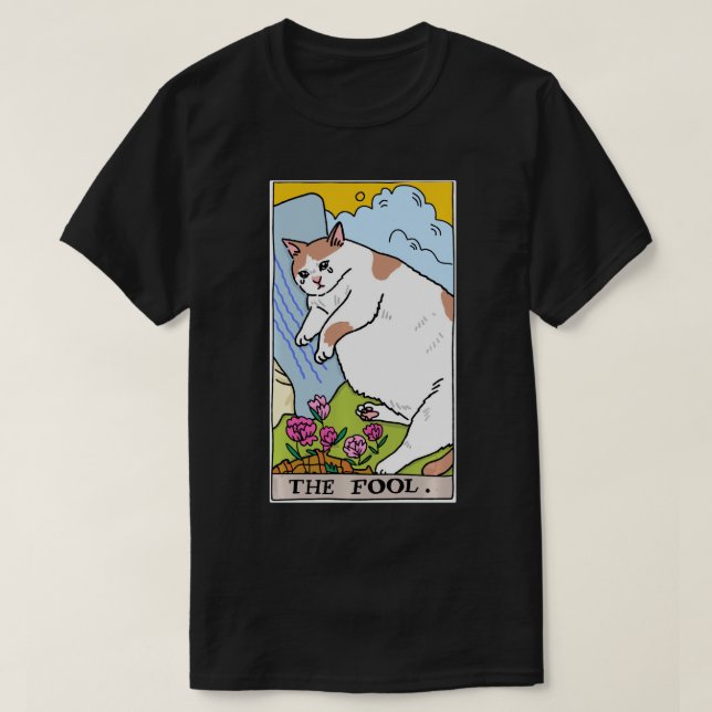 Camiseta Tarot Cat La Tarjeta Tarot Tonto Llorando Meme De  (Diseño del anverso)