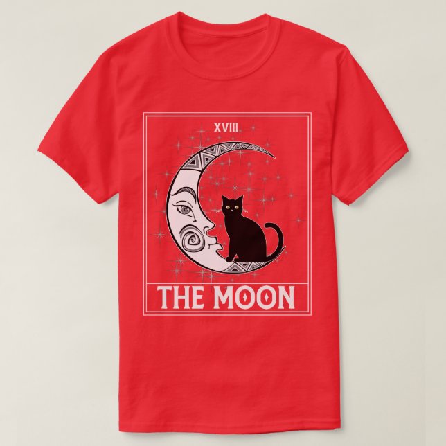 Camiseta Tarot d Crescent Moon and Black Cat Cosmic Graphic (Diseño del anverso)