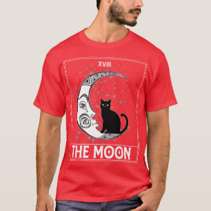 Camiseta Tarot d Crescent Moon and Black Cat Cosmic Graphic