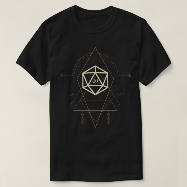 Camiseta Tarot de 2 dados de D20 poliedro sotético (Diseño del anverso)