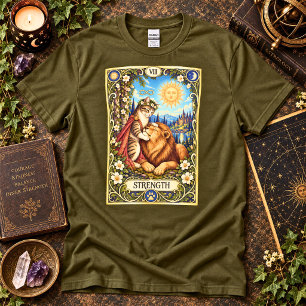 Camiseta Tarot del gato de la fuerza - Coraje y compasión