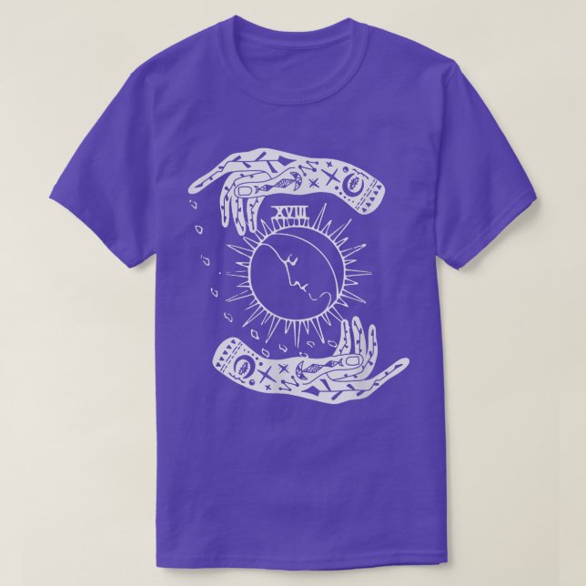 Camiseta Tarot Hands, Sun Crescent Moon & Rain  (Diseño del anverso)