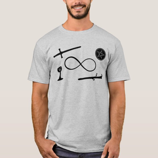Camiseta Tarot Lemniscate: El Magician y 4 Elementos (Anverso)