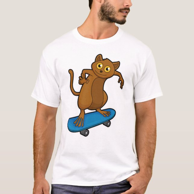 Camiseta Tarsier como Skater con Skateboard (Anverso)