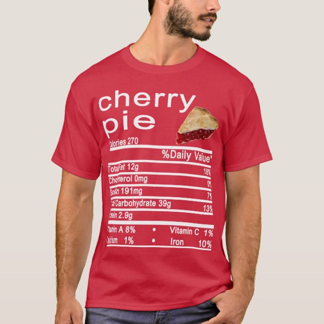 Camiseta tarta de cerezo Nutrición Hechos Graciosos Acción  (Anverso)
