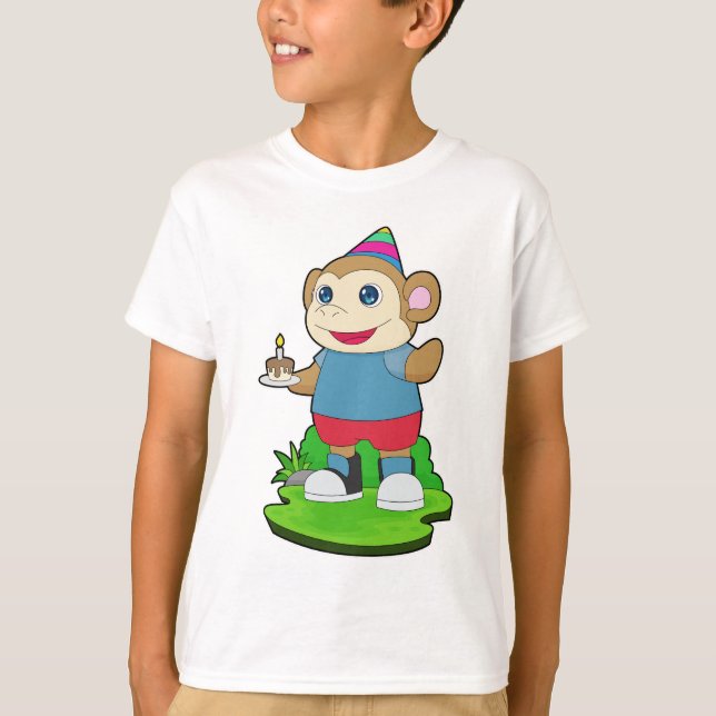 Camiseta Tarta de cumpleaños de mono (Anverso)