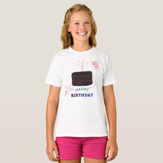 Camiseta Tarta de Cumpleaños Impresa para Niña