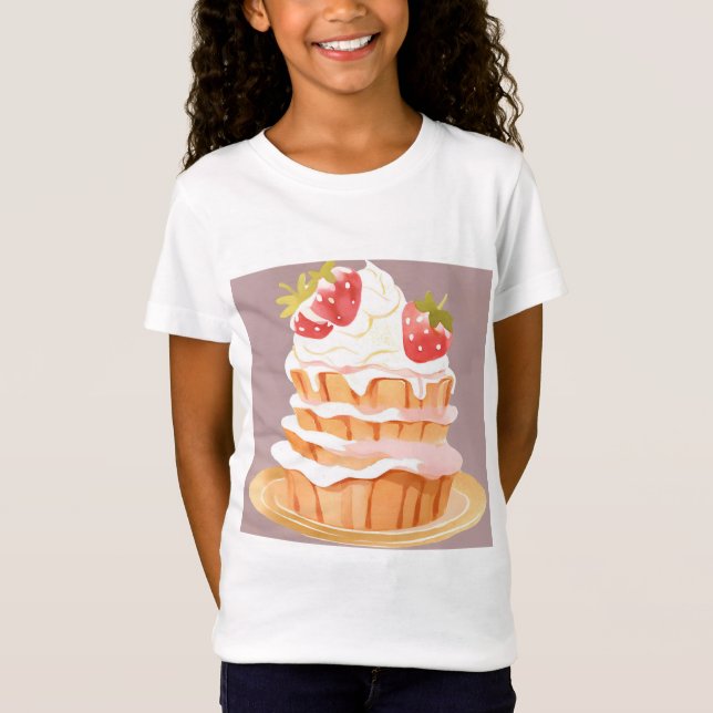 Camiseta tarta divertida de fresa (Anverso)