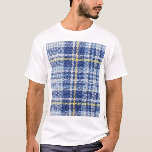 Camiseta Tartán amarillo azul: Plata de moda (Anverso)
