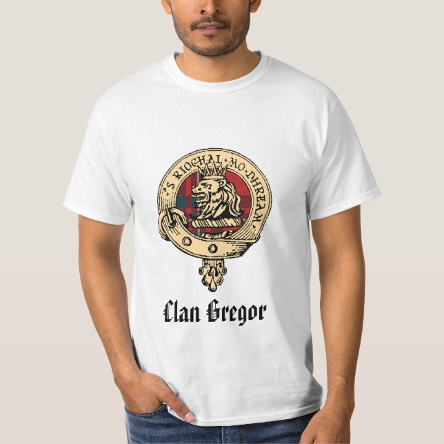 Camiseta Tartán crudo de la insignia de Gregor del clan (Anverso)