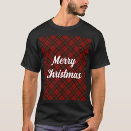 Camiseta Tartán rojo Feliz Navidad Personalizado texto